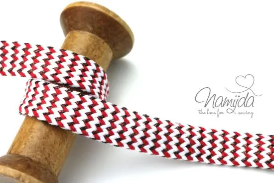 1 MTR. KUPFER METALLIC BAUMWOLLKORDEL WeiSS/ROT/KUPFER – 1,8 CM Preisreduziert