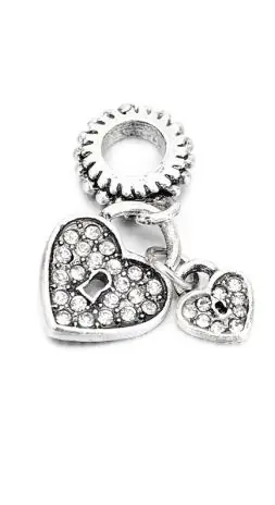 Jetzt Bestellen 1 Stück ♥ Metall Schiebeperle mit Herzanhänger – Silber -8mm ♥