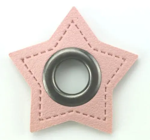 Neuheit 1 STÜCK STERN KuNSTLEDER ÖSEN Patch ROSA – 8mm – NICKEL