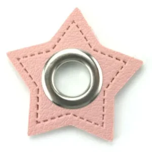 Markenware 1 STÜCK STERN KuNSTLEDER ÖSEN Patch ROSA - 8mm - SILBER