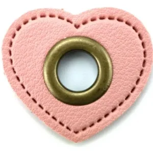 Beliebt 1 STÜCK HERZ KuNSTLEDER ÖSEN Patch ROSA - 8mm - BRONZE