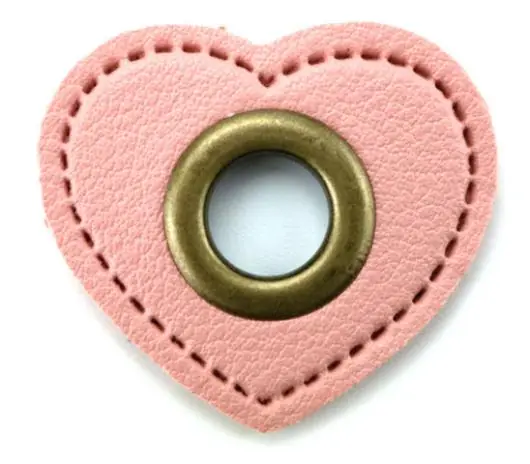 Beliebt 1 STÜCK HERZ KuNSTLEDER ÖSEN Patch ROSA – 8mm – BRONZE