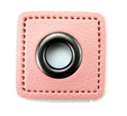 Online Kaufen 1 STÜCK KuNSTLEDER ÖSEN Patch ROSA – 8mm – NICKEL