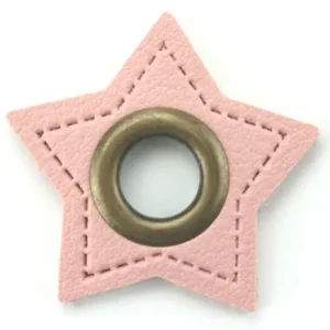 Begrenztes Angebot 1 STÜCK STERN KuNSTLEDER ÖSEN Patch ROSA - 11mm - BRONZE