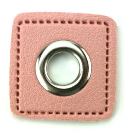 1 STÜCK KuNSTLEDER ÖSEN Patch ROSA – 11mm – SILBER Echt