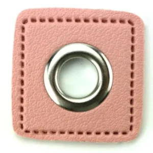 1 STÜCK KuNSTLEDER ÖSEN Patch ROSA - 14mm - SILBER Schnäppchen