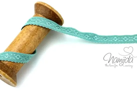 Top-Qualität 1 MTR. ♥ JACQUARD Einfassband – DuSTY MINT – Schrägband♥