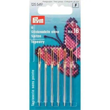 1 Stück ♥ PRYM STICKNADELN OHNE SPITZE NR. 16 1,60X55MM – 125549 Bestseller