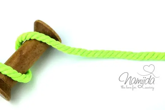 Neu Im Sortiment 1 MTR. ♥ Gedrehte, weiche Hoodie Kordel – NEON GRüN – 8mm ♥