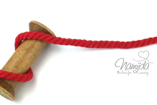 1 MTR. ♥ Gedrehte, weiche Hoodie Kordel – RoT – 8mm ♥ Premium
