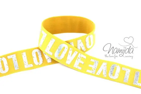 1 MTR. LOVE GuMMIBAND SENF/GELB – 4cm Sale