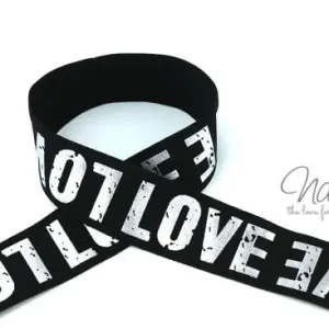 Markenware 1 MTR. LOVE GuMMIBAND SCHWARZ - 4cm