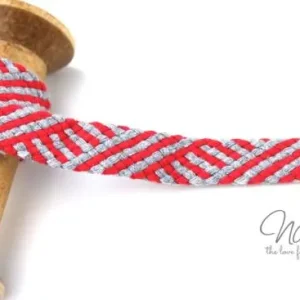 1 MTR. KORDEL Flach - RED STRIPES - 1,8cm Bestseller