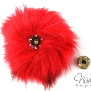 1 Stück DRuCKKNOPF FeLLbommel - ROT - 10cm Billig