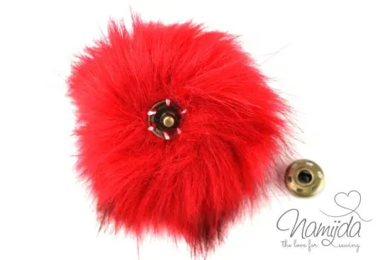 1 Stück DRuCKKNOPF FeLLbommel – ROT – 10cm Billig