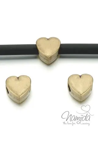 Mengenrabatt 3 Stück ♥ Metall Perlen Herzchen Bronze -11,5mm ♥