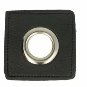Versand Am Gleichen Tag 1 STÜCK KuNSTLEDER ÖSEN Patch SCHWARZ - 8mm - SILBER