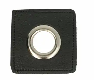 Versand Am Gleichen Tag 1 STÜCK KuNSTLEDER ÖSEN Patch SCHWARZ – 8mm – SILBER