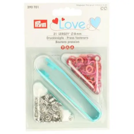 1 Packung – 21 PRYM LoVE JERSEY Druckknöpfe – 8mm – rot 390701 Preisreduziert