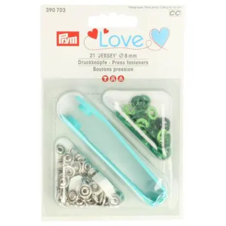 1 Packung – 21 PRYM LoVE JERSEY Druckknöpfe – 8mm – grün/hellgrün 390703 Kostenloser Rückversand