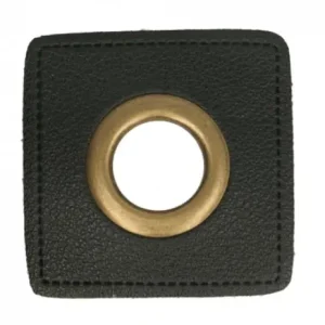 Aktuell 1 STÜCK KuNSTLEDER ÖSEN Patch SCHWARZ - 11mm - BRONZE