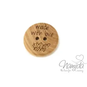 1 Stück MADE WITH LoVE - HOLZKNOPF - 25mm Sale