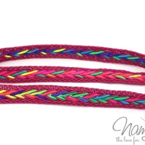 Solange Der Vorrat Reicht 1 MTR. ♥ MuLTICOLOUR ZOPFMuSTER BAND - PINK - 20mm ♥