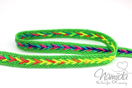 Jetzt Bestellen 1 MTR. ♥ MuLTICOLOUR ZOPFMuSTER BAND – LIME – 20mm ♥