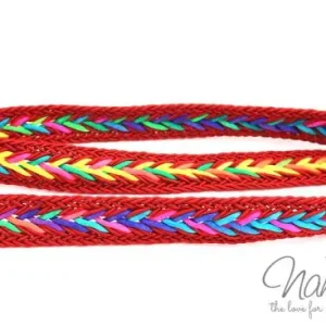 Heißes Angebot 1 MTR. ♥ MuLTICOLOUR ZOPFMuSTER BAND - RoT - 20mm ♥