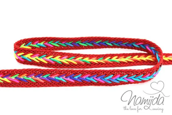 Heißes Angebot 1 MTR. ♥ MuLTICOLOUR ZOPFMuSTER BAND – RoT – 20mm ♥