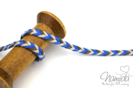 1 MTR. ♥ GEFLOCHTENE KORDEL BLau/GRau – 8mm ♥ Direkt Vom Hersteller