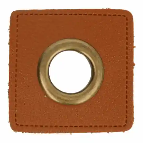 Ab Werk 1 STÜCK KuNSTLEDER ÖSEN Patch BRAUN – 14mm – BRONZE