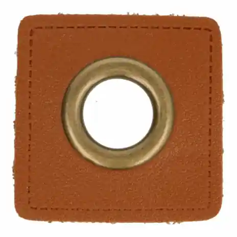 Markenprodukt 1 STÜCK KuNSTLEDER ÖSEN Patch BRAUN – 11mm – BRONZE