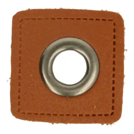 1 STÜCK KuNSTLEDER ÖSEN Patch BRAUN – 8mm – NICKEL Neuheit