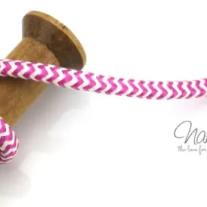 1 MTR. ♥ RUNDE ZiCKZaCK KORDEL PINK/WeiSS - 10mm ♥ Direkt Vom Hersteller