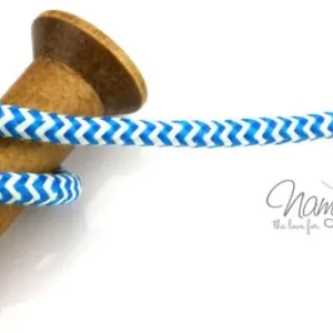 Kostenfreie Lieferung 1 MTR. ♥ RUNDE ZiCKZaCK KORDEL TüRKIS/WeiSS - 10mm ♥