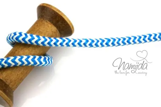 Kostenfreie Lieferung 1 MTR. ♥ RUNDE ZiCKZaCK KORDEL TüRKIS/WeiSS – 10mm ♥