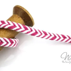 1 MTR. ♥ FLECHT KORDEL PINK/WeiSS - 10mm ♥ Wochenendangebot
