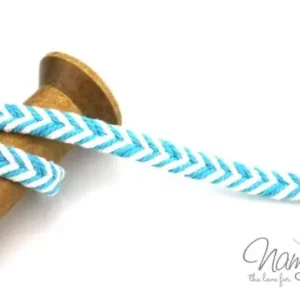 1 MTR. ♥ FLECHT KORDEL TüRKIS/WeiSS - 10mm ♥ Aktuell