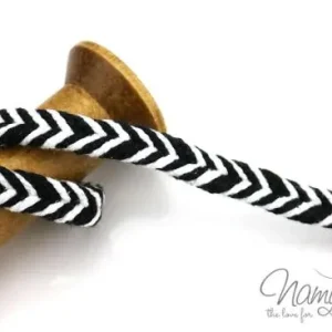 Top-Qualität 1 MTR. ♥ FLECHT KORDEL SCHwARZ/WeiSS - 10mm ♥