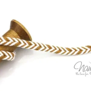 1 MTR. ♥ FLECHT KORDEL OCKER/WeiSS - 10mm ♥ Aktuell