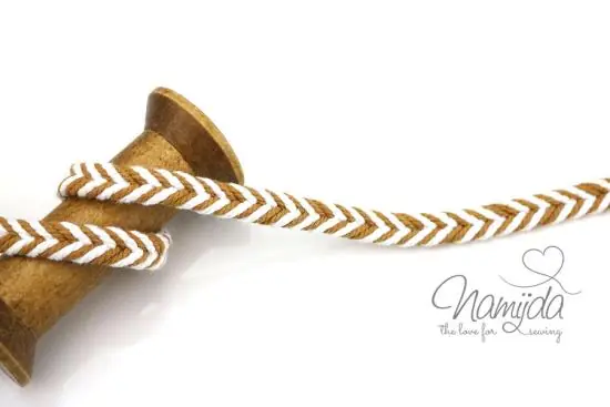 1 MTR. ♥ FLECHT KORDEL OCKER/WeiSS – 10mm ♥ Aktuell