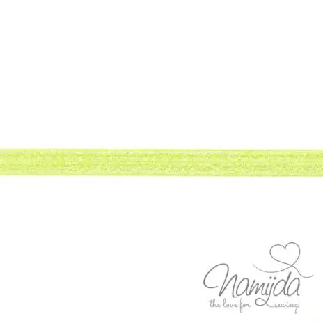 1 MTR. ♥ XL Elastisches Einfassband – GLITTER Lime – Falzgummi 20mm ♥ Heute Kaufen