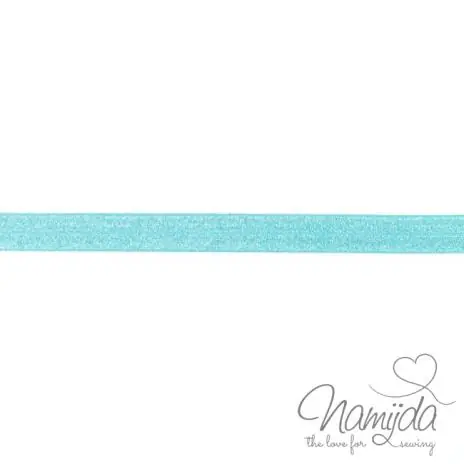 1 MTR. ♥ XL Elastisches Einfassband – GLITTER Aqua – Falzgummi 20mm ♥ Weltweiter Versand