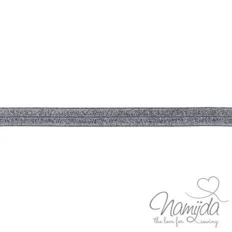 Sonderangebot 1 MTR. ♥ XL Elastisches Einfassband – GLITTER Dunkelblau – Falzgummi 20mm ♥