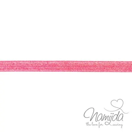 Jetzt Zugreifen 1 MTR. ♥ XL Elastisches Einfassband – GLITTER Fuchsia – Falzgummi 20mm ♥