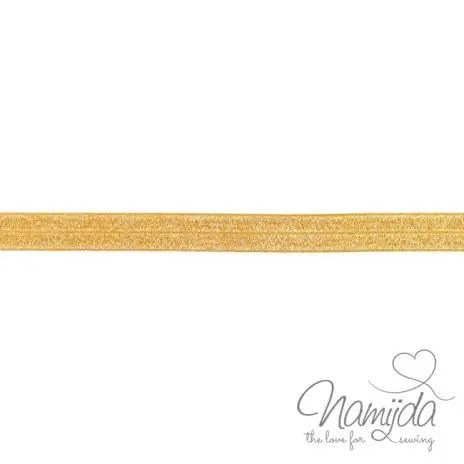 Rabatt 1 MTR. ♥ XL Elastisches Einfassband – GLITTER Ocker – Falzgummi 20mm ♥