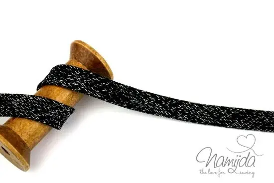 1 MTR. KORDEL Flach – SCHWARZ/WeiSS MELIERT – 2cm Rabatt