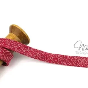 Abverkauf 1 MTR. KORDEL Flach - RoT/WeiSS MELIERT - 2cm