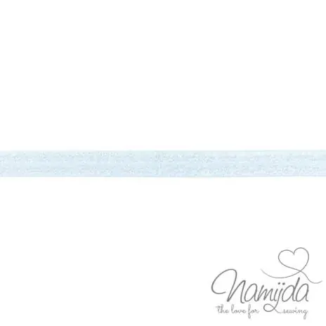 Bestseller 1 MTR. ♥ XL Elastisches Einfassband – GLITTER Hellblau – Falzgummi 20mm ♥